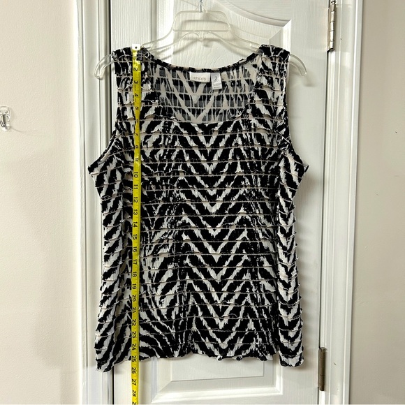 Chico's Tops - Chico’s Pleated Chevron Zebra Tank Top – Size Large (Chico’s Size 2)